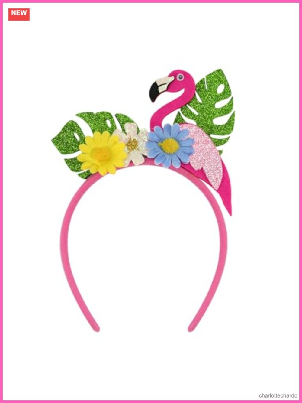 Tropical Flamingo Flower Headband Hawaiian Luau Party Hair Accessory